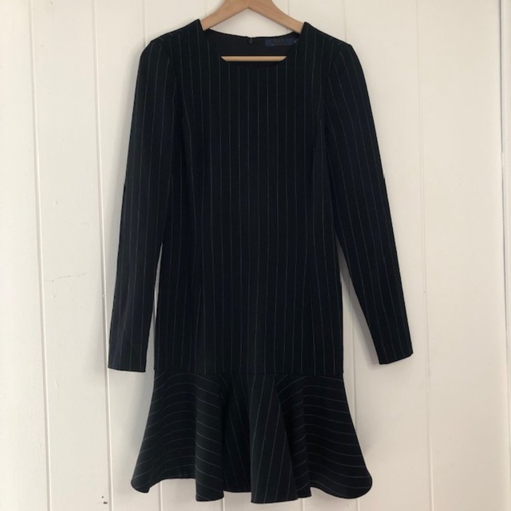Polo Ralph Lauren Navy Blue & White Pin Striped Wool Dress - Picture 3 of 10